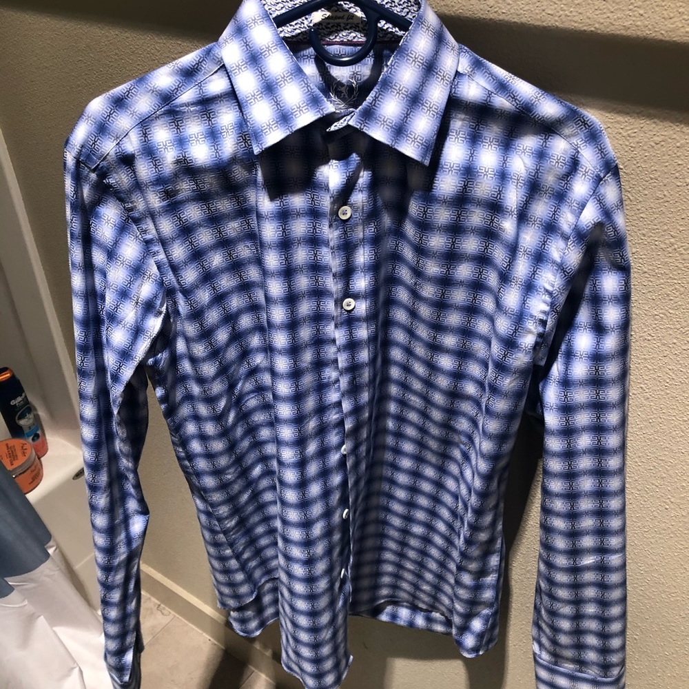 Medium Blue Bugatchi Shaped Fit Dress shirt
